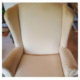 Cream Upholstered High- Back Chair
