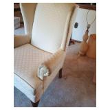 Cream Upholstered High- Back Chair