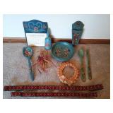 Beautiful Blue Scandinavian Rosemaling & Wheat Weavings