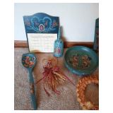 Beautiful Blue Scandinavian Rosemaling & Wheat Weavings