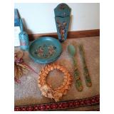 Beautiful Blue Scandinavian Rosemaling & Wheat Weavings