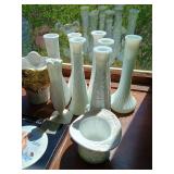 Milk Glass Vases & Other Misc Vases