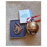 Sterling Silver Wallace 1972 Peace Doves & Silver Plate Bell Ornaments