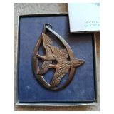 Sterling Silver Wallace 1972 Peace Doves & Silver Plate Bell Ornaments