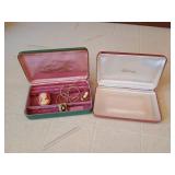 Two Jewelry Cases w/ Cameo Locket & Pins