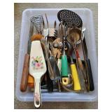 Tray of Vintage Kitchen Utensils