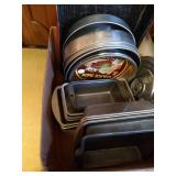 Two Boxes Baking Pans, Loaf Pans, Etc