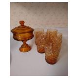 Orange Glasses & Candy Dish