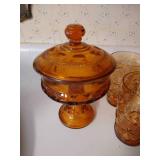 Orange Glasses & Candy Dish