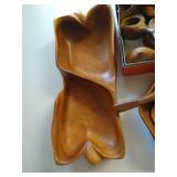 Monkey-Pod Wooden Bowls; Carved Wooden Napkin Rings