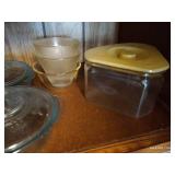 Shelf of Vintage Glassware & Mikasa Bowls