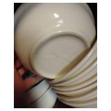 Shelf w/ Pfaltzgraff Cereal Bowls, Pyrex w/ Lids & More