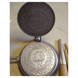 Vintage Krumkake Iron & Rolling Cones