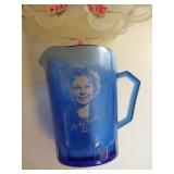 Rose Creamer, Sugar & Tray w/ Shirley Temple Cream Pitcher