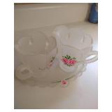 Rose Creamer, Sugar & Tray w/ Shirley Temple Cream Pitcher