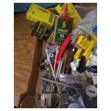 Flat of Hardware, Tapes, Hand Tools, Etc