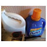 Flat of Laundry Care Products & Clothespin Bag, Hand Steamer, Etc