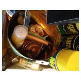 Flat of Laundry Care Products & Clothespin Bag, Hand Steamer, Etc