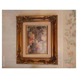 Two Framed Marty Bell Paintings & Gold Mirror