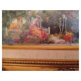 Two Framed Marty Bell Paintings & Gold Mirror