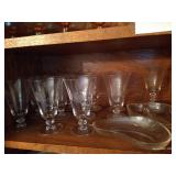 Fostoria Rose Etched Ice Tea Tumblers & Matching Serving Dishes