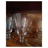 Fostoria Rose Etched Ice Tea Tumblers & Matching Serving Dishes