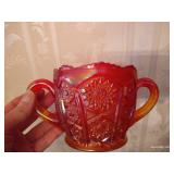 Two Pieces Amberina Carnival Glass