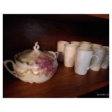 Set of Nine Mikasa Mugs & China Bowl w/Lid