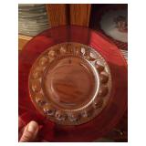 Ruby Thumbprint Tiffin Glass Plates; Goblets; China Dinner Plates