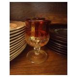 Ruby Thumbprint Tiffin Glass Plates; Goblets; China Dinner Plates