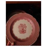 Ruby Thumbprint Tiffin Glass Plates; Goblets; China Dinner Plates