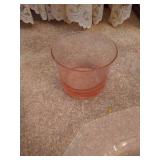 Pink Depression Glass Platter & Bowl, S&P and Tray