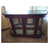 Wood & Glass Curio Cabinet w/ Mirror & Light