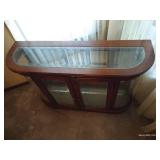 Wood & Glass Curio Cabinet w/ Mirror & Light
