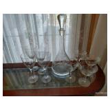 Etched Decanter & Stemware