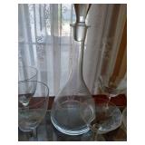 Etched Decanter & Stemware