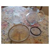 Glass Pitchers & Silver Edged Bowls