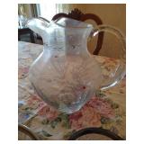 Glass Pitchers & Silver Edged Bowls