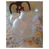 Glass Pitchers & Silver Edged Bowls