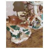 (2) Deer Candle Holders & Fitz & Floyd Santa