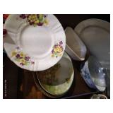 Shelf of Misc. China Plates & Platters