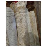 Box of Lace Tablecloths & Doilies