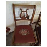 (2) Vintage Wood Chairs With Needlepoint Seats