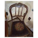 (2) Vintage Wood Chairs With Needlepoint Seats
