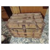 Antique Wood/Metal/Leather Trunk