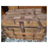 Antique Wood/Metal/Leather Trunk