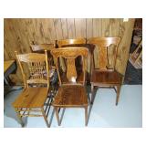 (5) Vintage Sturdy Wooden Chairs