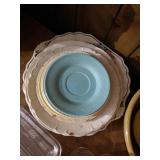 Vintage Dish Lot - Wooden Bowls, Keller Bowl, Etc