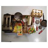 Vintage Kitchen Utensils, Spice Jars, Toaster, Etc