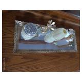 Mirrored Dresser Tray With Avon Fairy Light & Beauty Items